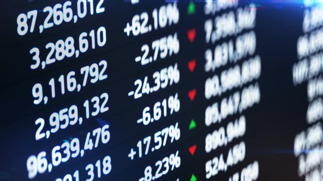 Numbers on screen, financial statistics, stock market indexes, sales updating. Abstract financial background, economic report, forecast