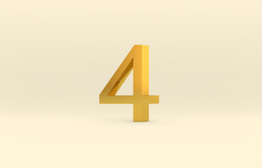 Fototapeta premium Abstract luxury 3d number 4. Gold texture, 3d render.