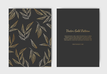 Golden Vector invitation with floral elements. Luxury ornament template. greeting card, invitation design background