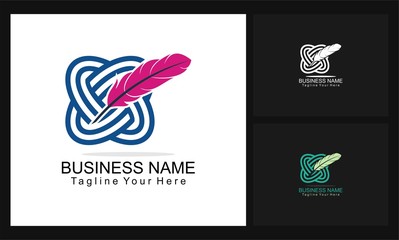 swirl and feather business logo
