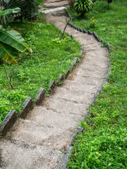 Stone staircase surrounded by greenery. Koh Phangan Thailand