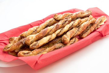 Homemade breadsticks with ham