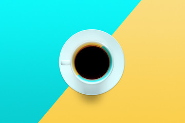 cup of coffee on a background of turquoise color