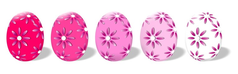 Ostereier mit Blüten pink bis weiß
