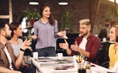 Work discussion. Designers working on new project