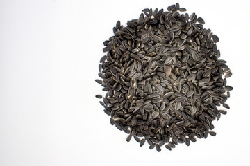 Ripe Sunflower Seeds On A White Background