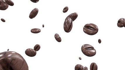 perfect loop of 3d rendering of a falling objects isolated on white