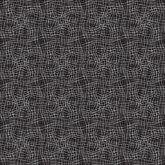 Vector seamless pattern with wavy drawn lines on a black background