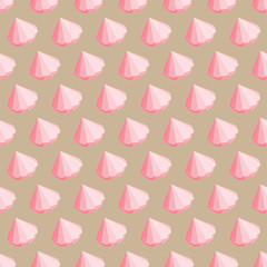 Pink cupcakes background. Cute seamless pattern with sweets.  Grid of 3D cones.
