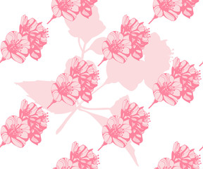 Vector Awesome jasmine flowers. Hand drawn ink illustration. Wallpaper or fabric design.