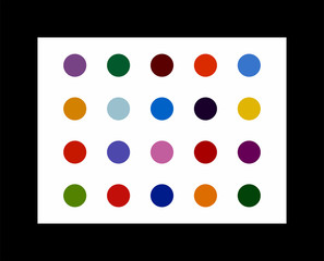 Ellipticine colored circles on a white background