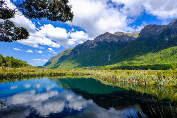 Fototapeta na wymiar Mirror Lakes, South Island, New Zealand