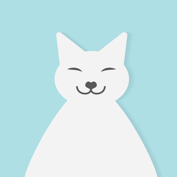happy cat silhouette- vector illustration