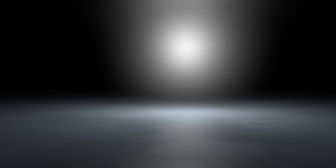 3d rendering of a dark scene with futuristic lights abstract