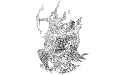 Thai traditional tattoo, Thai traditional painting in temple, vector