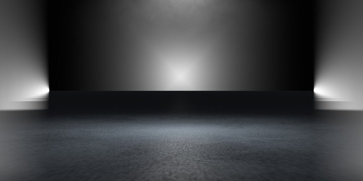3d rendering of a dark scene with futuristic lights abstract