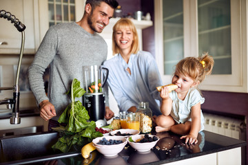 Little child eating breakfast