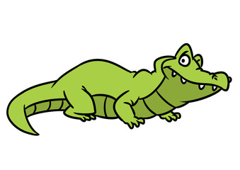 Green cheerful crocodile animal character cartoon illustration isolated image
