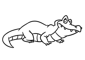 cheerful crocodile animal character cartoon illustration isolated image coloring page