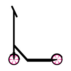 Black scooter with pink wheels isolated