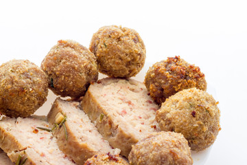 Fried meat meatballs in oil