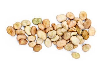 Pile of broad beans isolated white background.