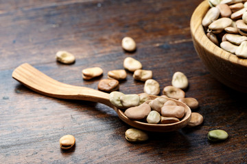 dry beans in a spoon