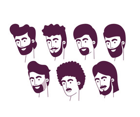 group of men heads characters