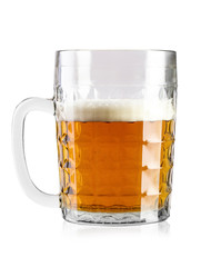 half a glass of beer isolated