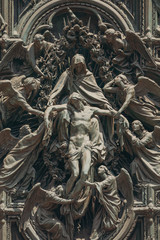 Milan, Italy Detail Of Facade Of Milan Cathedral Or Duomo Di Milano Is The Cathedral Church Of...