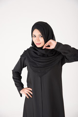 Arab woman on white background