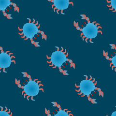 Fototapeta na wymiar Crab. Seamless pattern with colorful crabs.Undersea world.Vector Illustration
