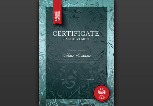 Marbled Metallic Teal Certificate