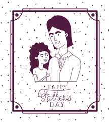 happy fathers day card with dad and daughter characters