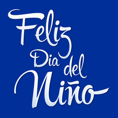 Feliz Dia del Nino, Happy Children Day spanish text, vector design