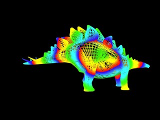 3d rendering of a colorful dino isolated on black background