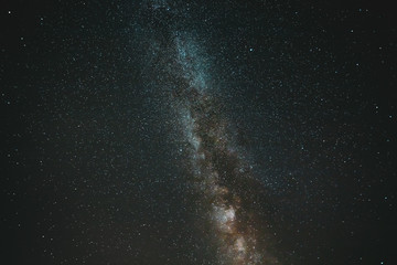 Natural Night Sky Stars With Milky Way Galaxy. Real Photo Starry Sky Background