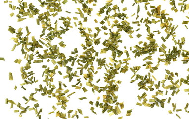 Dried chives chopped isolated on white background