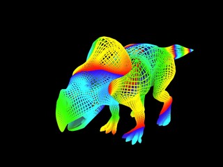 3d rendering of a colorful dino isolated on black background