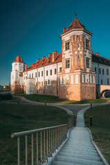 Mir, Belarus. Castle Complex Mir. Cultural Monument, UNESCO World Heritage Site. Famous Landmark And Popular Destination