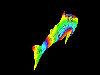 3d rendering of a colorful dino isolated on black background