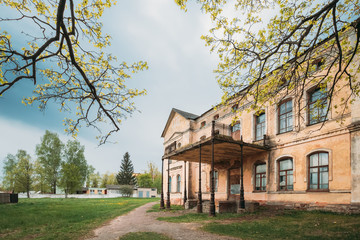 Fototapeta na wymiar Chachersk, Gomel Region, Belarus. Abandoned Building Of Palace Of Chernyshevy-Kruglikovy