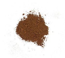 Coffee powder isolated of white background. A little coffee over a white surface. Milled coffee.