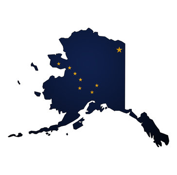 Alaska State With Flag