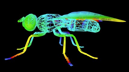 3d rendering of an artistic  object made with colorful rope lines isolated on black