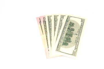 A lot of dollars, American money on a white background, isolate. Concept banking and finance
