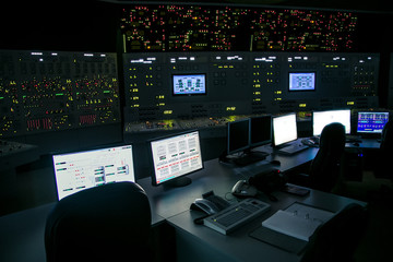 lock control panel of nuclear power plant operates on a backup power supply during an accident...