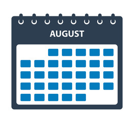 August Calendar Icon. Flat style vector EPS.