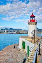 Fototapeta na wymiar Lighthouse in the port of Ibiza