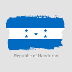 Hand draw Republic of Honduras flag. Isolated National Honduras banner for design on grey background. Vector Illustration